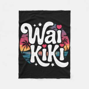 Waikiki Honolulu Hawaii Tropical Beach Surfing Vac Fleece Blanket