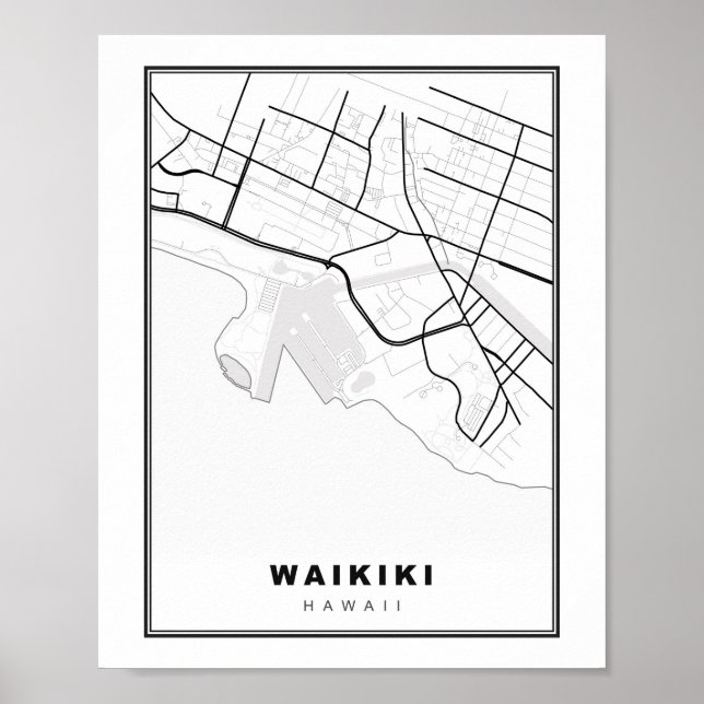 Waikiki Honolulu Map Poster (Front)