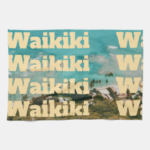 Waikiki, Honolulu, Oahu, Hawaii Tea Towel