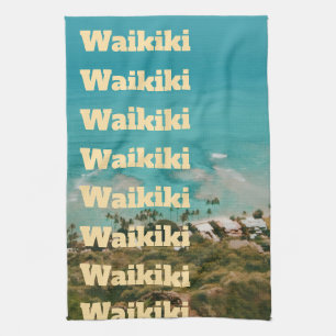 Waikiki, Honolulu, Oahu, Hawaii Tea Towel