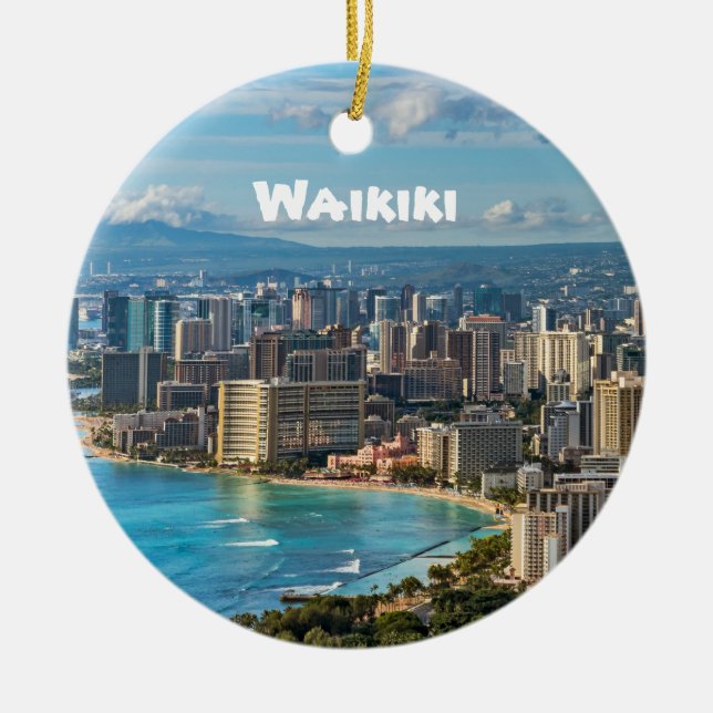 Waikiki Keepsake Ceramic Ornament (Front)
