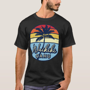 Waikiki Oahu Hawaii Retro Sunset T-Shirt