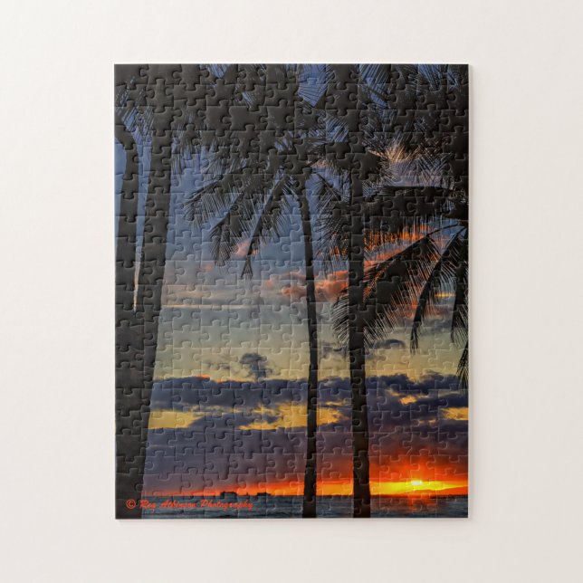 Waikiki Palm Sunset Jigsaw Puzzle (Vertical)