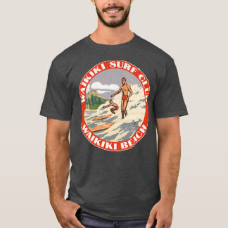 Waikiki Surf Club Vintage Travel Style Souvenir T-Shirt