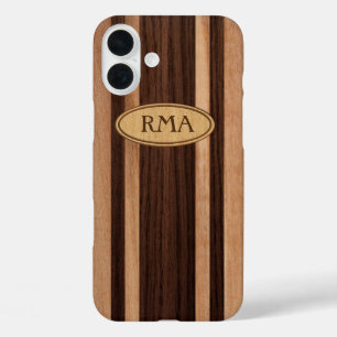 Waikokos Hawaiian Faux Wood Surfboard Monogram  iPhone 16 Plus Case