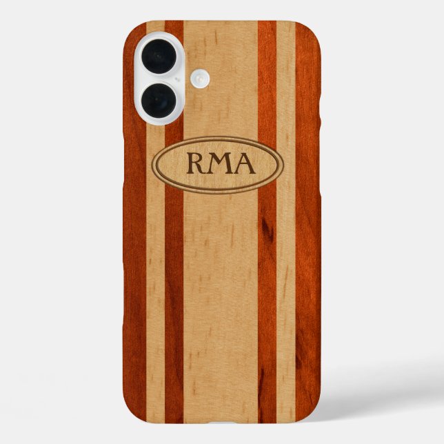 Waikokos Hawaiian Faux Wood Surfboard Monogram  Case-Mate iPhone Case (Back)