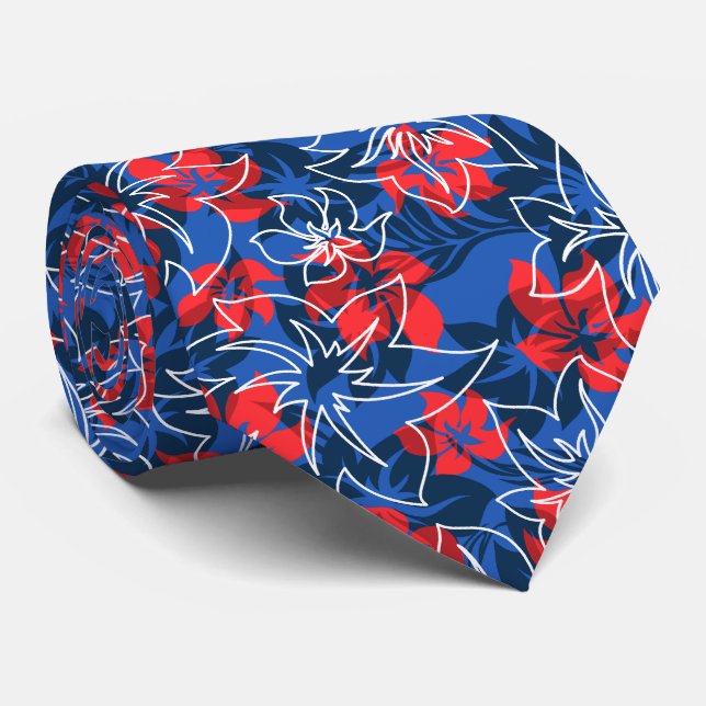 Wailea Hibiscus Hawaiian Floral Camo Tie (Rolled)