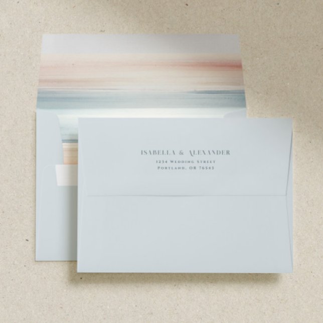 Wailea Ocean Watercolor Wedding Pre Addressed Envelope (Creator Uploaded)