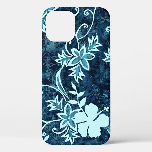 Waimanalo Hawaiian Hibiscus Batik Teal Case-Mate iPhone Case (Back)