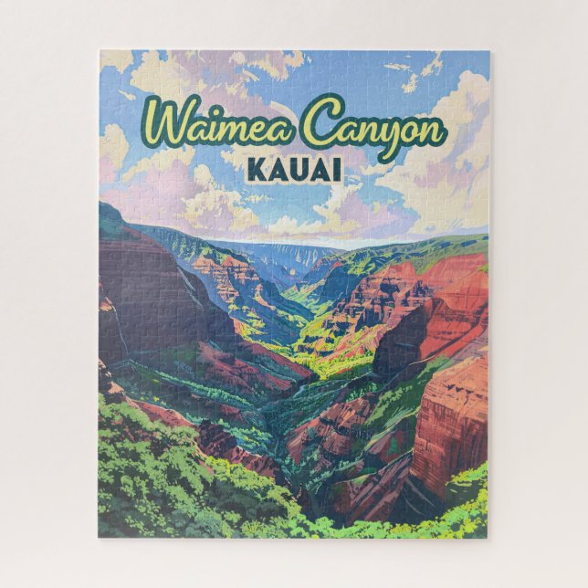 Waimea Canyon Kauai Hawaii Landscape Retro Jigsaw Puzzle (Vertical)