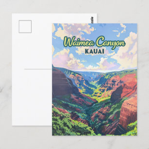 Waimea Canyon Kauai Hawaii Landscape Retro Postcard