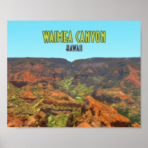 Waimea Canyon Kauai Hawaii Vintage Travel Poster