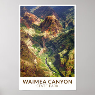 Waimea Canyon State Park Hawaii Watercolor Poster