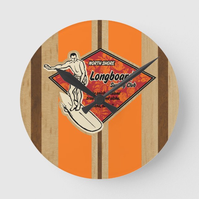 Waimea Surfboard Hawaiian Wall Clocks (Front)