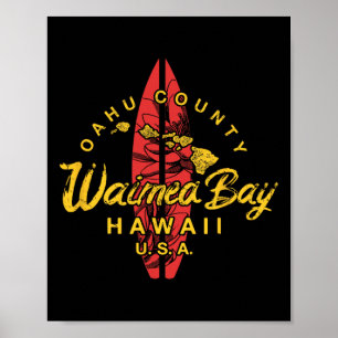 Waimea Y Hawaii North Shore Hawaiian Surfing Vinta Poster