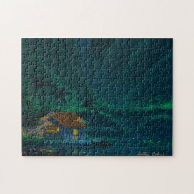 Wainiha Valley Home on a Starry Night Jigsaw Puzzle (Horizontal)