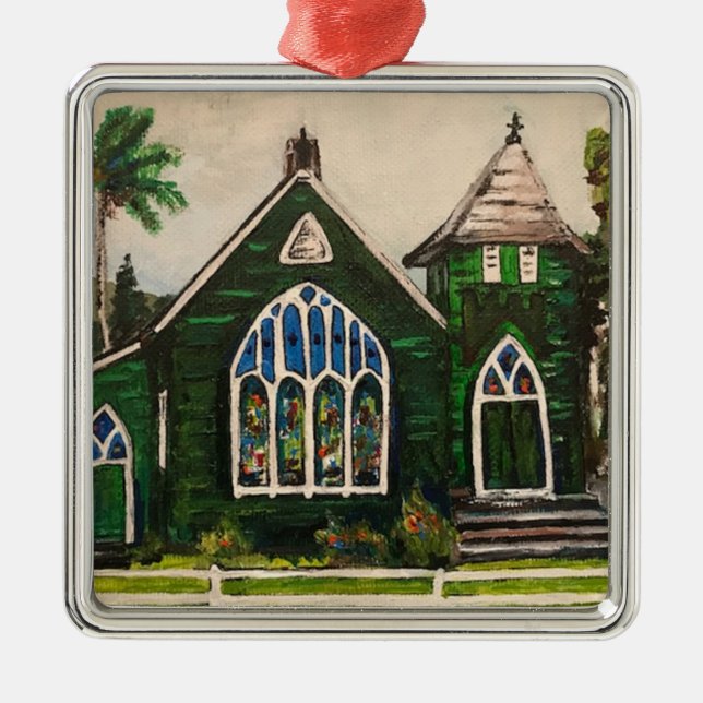 Waioli Huiia Church, Kauai Painting Metal Ornament (Front)