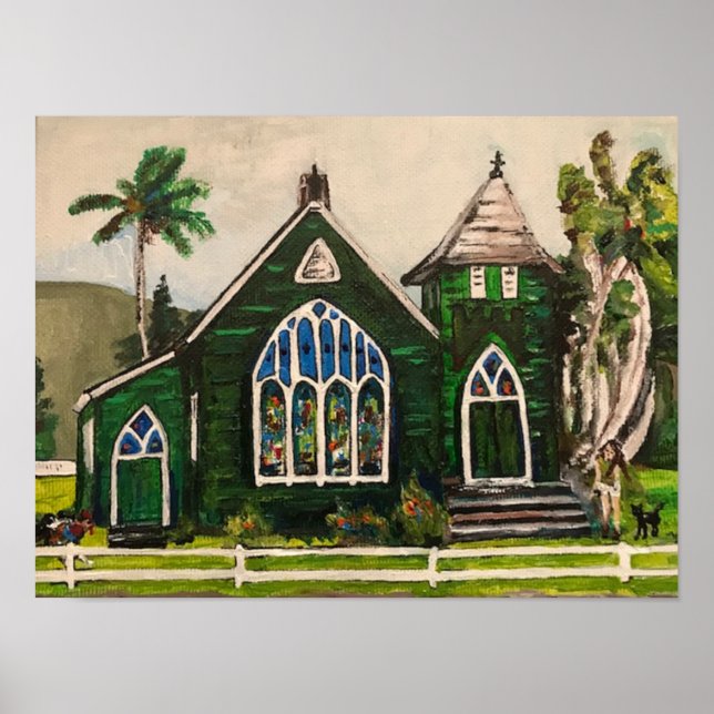 Waioli Huiia Church, Kauai Painting Poster (Front)