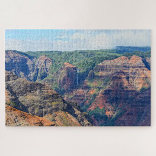 Waipoo Falls in Waimea Canyon, Kauai, Hawaii Jigsaw Puzzle