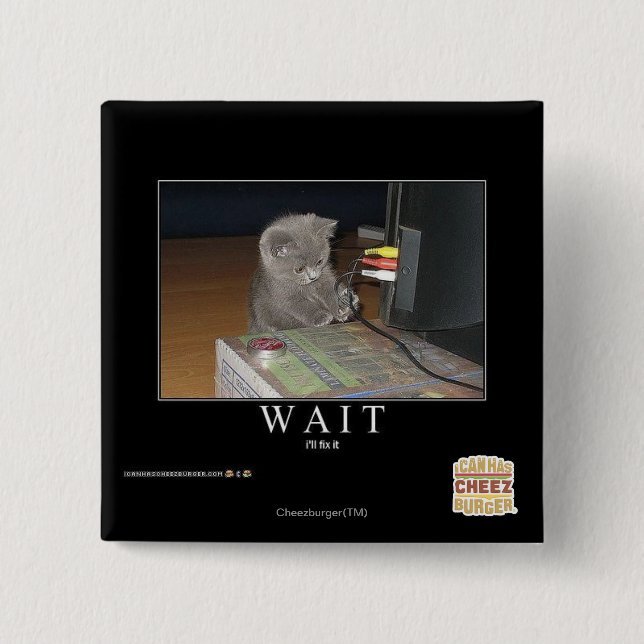 Wait 15 Cm Square Badge (Front)