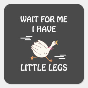 Wait For Me I Have Little Legs – Cute Funny Goose Square Sticker