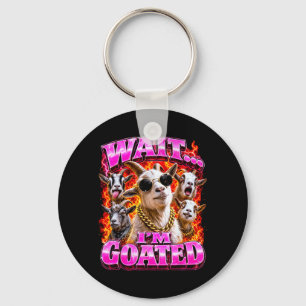 Wait Goated Bootleg Style Goat Meme Dad Joke Pun Key Ring