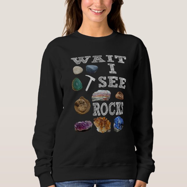 Wait I See Rocks Minerals Fossils Teacher Student  Sweatshirt (Front)