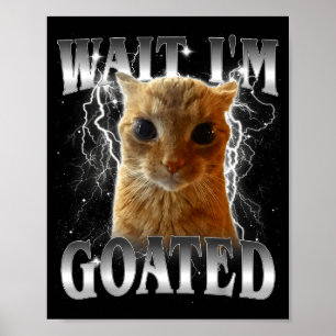 Wait i'm goated funny staring cat meme poster