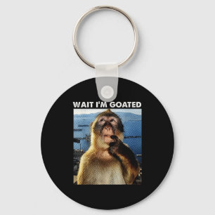 Wait I'm Goated Funny Thinking Monkey Meme Brainro Key Ring