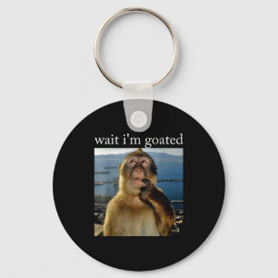 Wait I'm Goated Funny Thinking Monkey Meme Brainro Key Ring