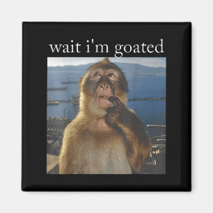 Wait I'm Goated Funny Thinking Monkey Meme Gen Z H Magnet