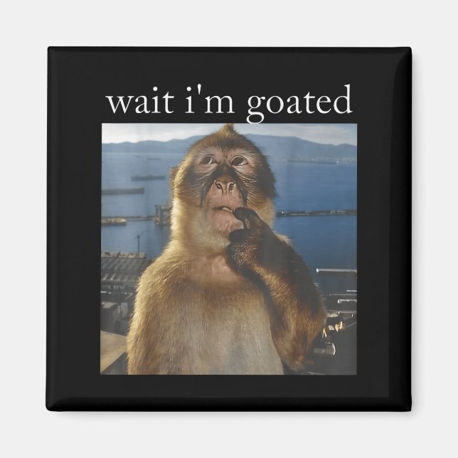 Wait I'm Goated Funny Thinking Monkey Meme Gen Z H Magnet (Front)