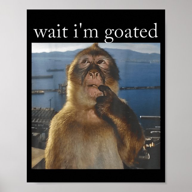 Wait I'm Goated Funny Thinking Monkey Meme Gen Z H Poster (Front)