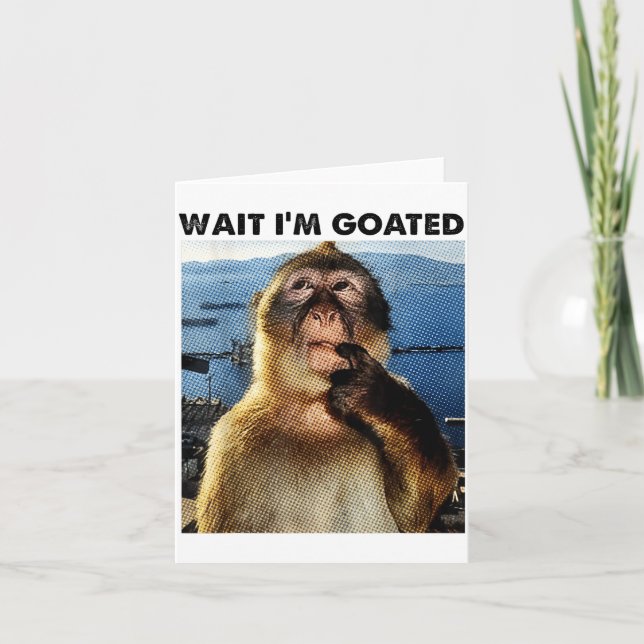 Wait I'm Goated Y2k Funny Thinking Monkey Meme Bra Card (Front)