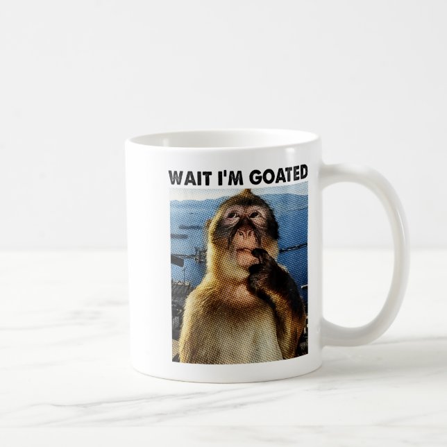 Wait I'm Goated Y2k Funny Thinking Monkey Meme Bra Coffee Mug (Right)
