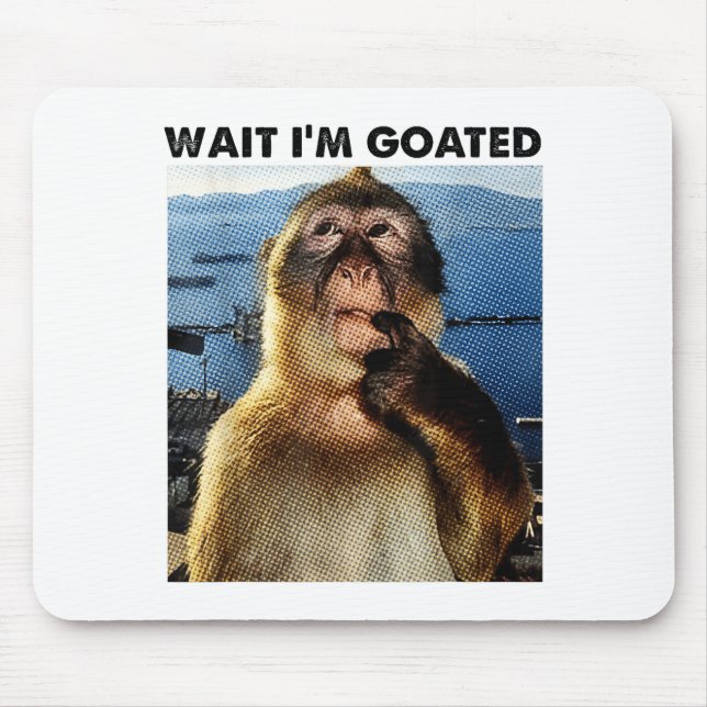Wait I'm Goated Y2k Funny Thinking Monkey Meme Bra Mouse Pad (Front)