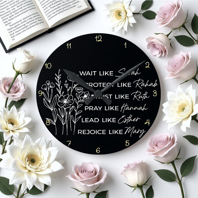 Wait Like Sarah Christian Women's Virtues Design Round Clock (Creator Uploaded)