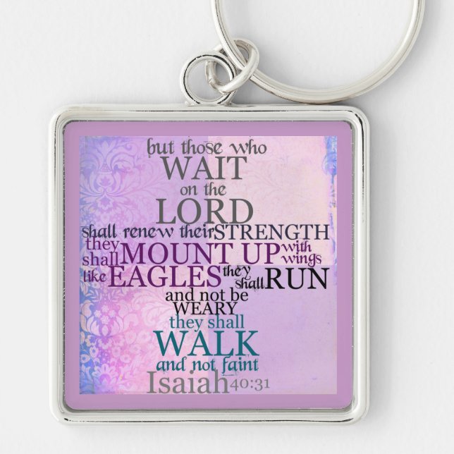Wait on the Lord Scripture Isaiah 40:31 Keychain (Front)