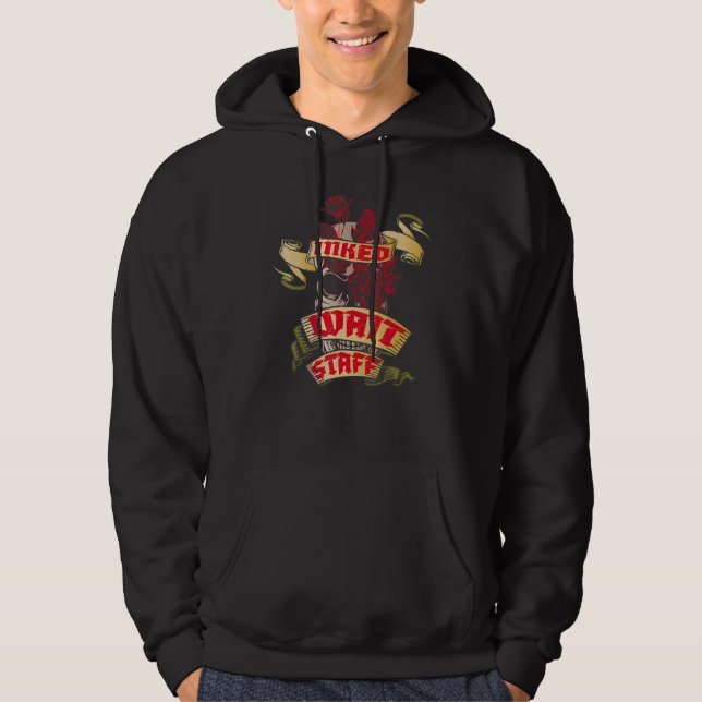 Wait Staff Inked Skull & Red Roses Tattoo Hoodie (Front)