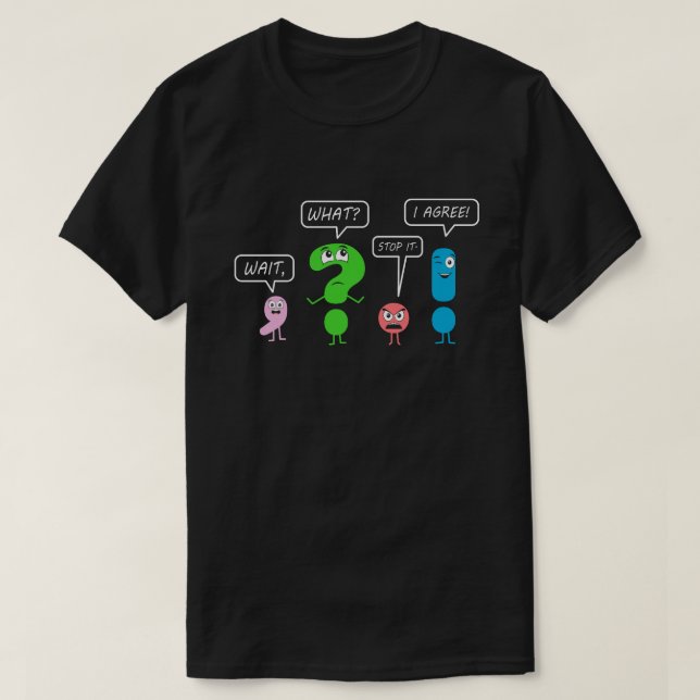 Wait What Funny Punctuation Teacher Gift T-Shirt (Design Front)