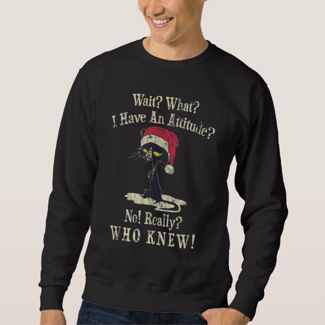 Wait What I Have An Attitude Who Knew Cat Sweatshirt (Front)