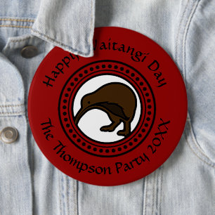 Waitangi Day Edit Text New Zealand Colossal Badge