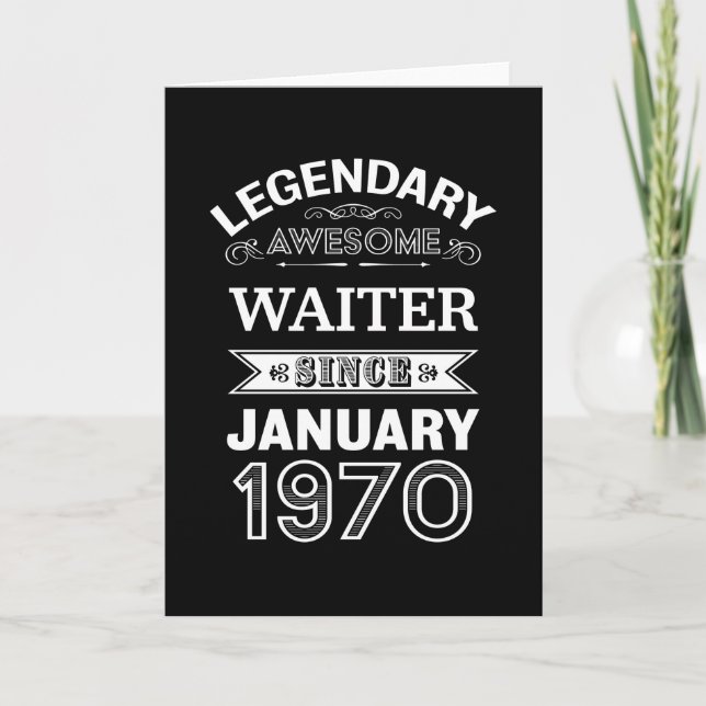 Waiter January 1970 50th Birthday Gift Card (Front)