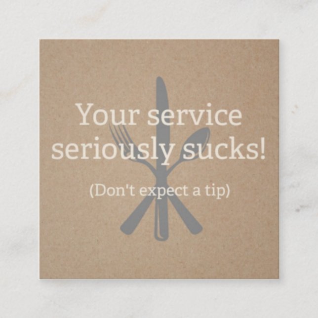 Waiter, Server, Bad Service Calling Card (Front)