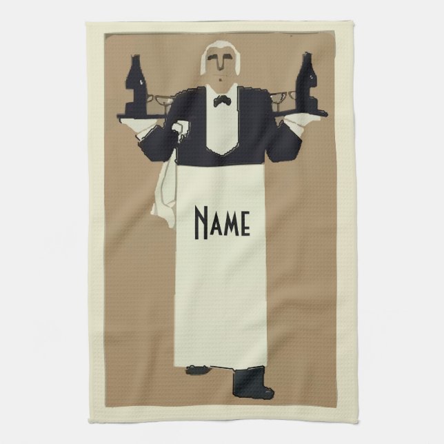 Waiter serving wine tea towel (Vertical)