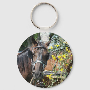 Waiting amish horse key ring