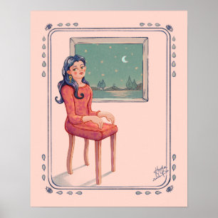 Waiting By The Window Surreal Hanging Tapestry Poster