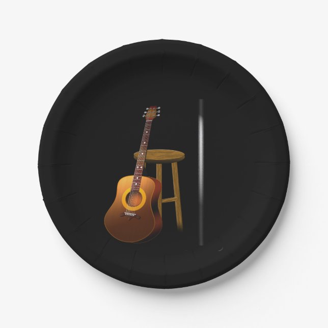 Waiting Encore Guitar Stool and Mike Paper Plate (Front)