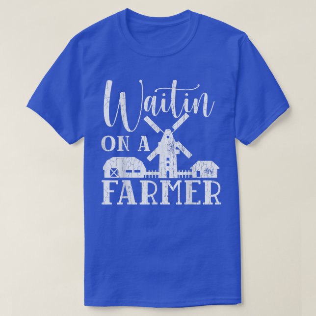 Waiting For A Farmer Funny Farming Tractor Animals T-Shirt (Design Front)