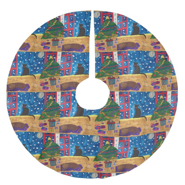Waiting For Christmas Brushed Polyester Tree Skirt (Front)
